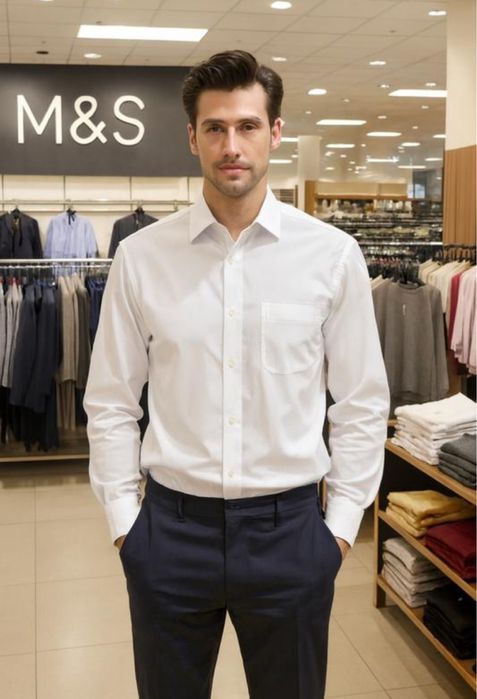 Біла чоловіча сорочка розмір М белая мужская рубашка Marks & Spencer М