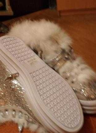 Сліпони, крипери на платформі, білі на хутрі 39 р