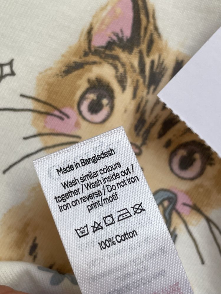 104-110 George bawełniana koszulka tshirt bluzka kot kotek nadruk love