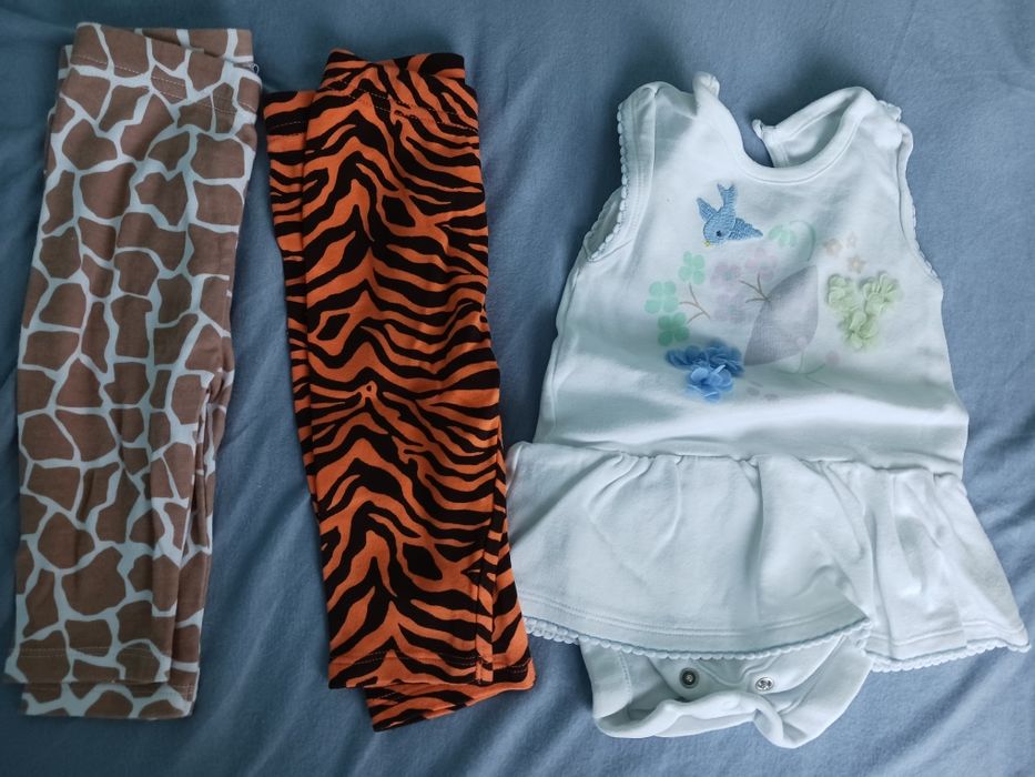Legginsy 2 szt body r.62-68  dziewczynka