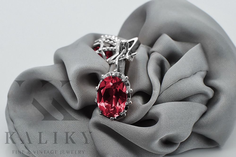 Vintage  srebrne kolczyki 925 z rubin vec079s Vintage Poznań biżuteria