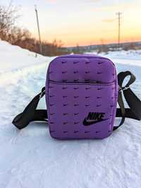 Барсетка месенджер Nike сумка нагрудна через плече Найк фіолетова