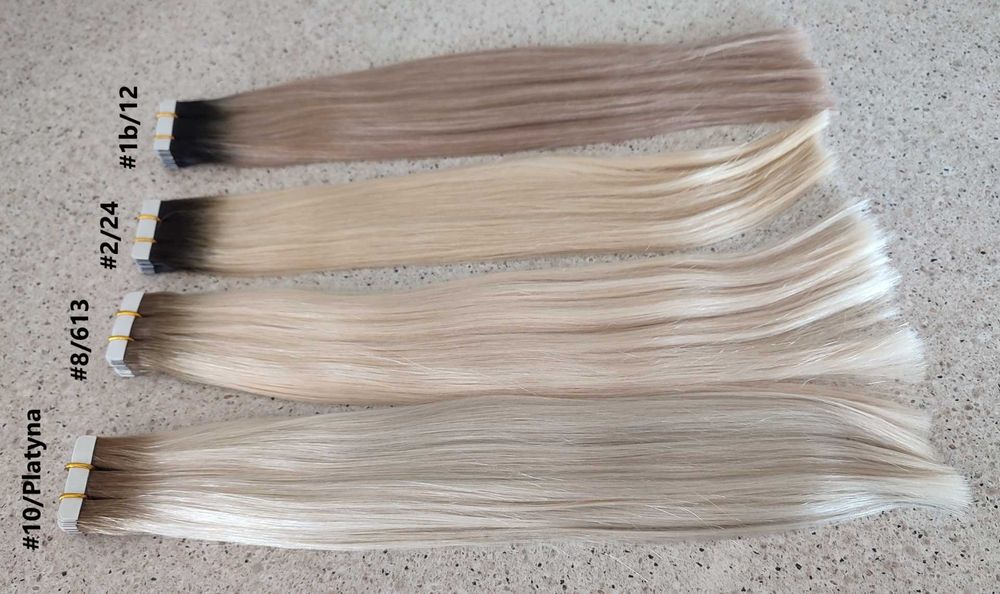 Włosy naturalne tape on metoda kanapkowa 38CM 20 taśm 40 gr+ remover
