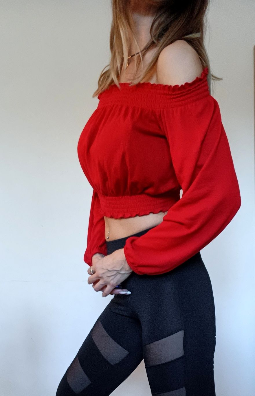 Crop top czerwony H&M S