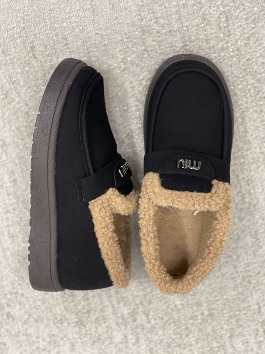 Утеплені лофери Miu шоколад чорний коричневий зима