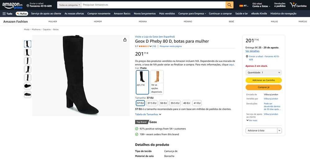 Botas mulher Geox D Pheby 80 D Tam:36 (1177)