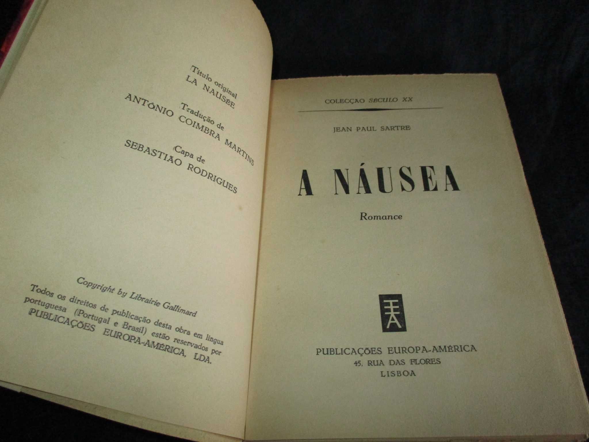 Livro A Náusea Sartre Colecção Século XX Europa-América