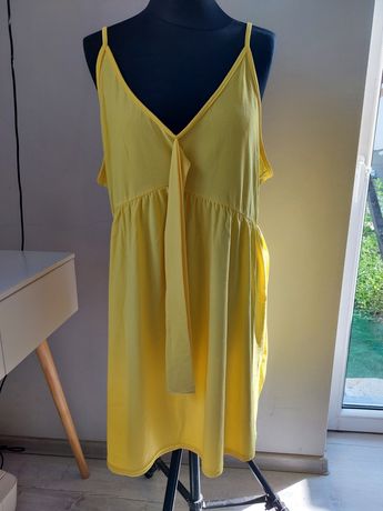 Śliczna żółta sukienka plus size rozmiar 52