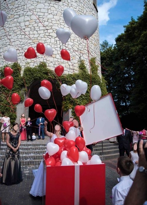 Ślub Pudełko na balony, Skrzynia Pudło XXL z balonami