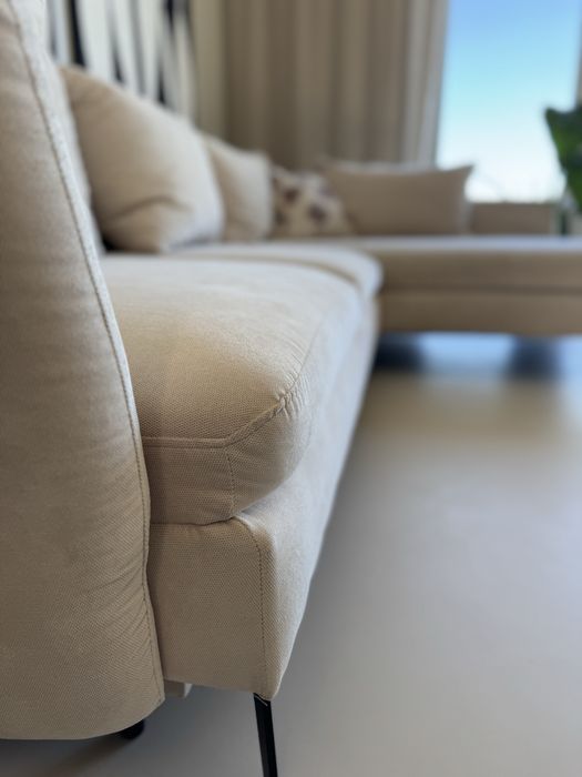 WYPRANA Rogówka narożnik sofa beżowa funkcja spania selsey pojemnik