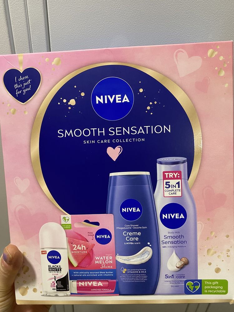 Nowy zestaw kosmetyków Nivea pomadka żel mleczko