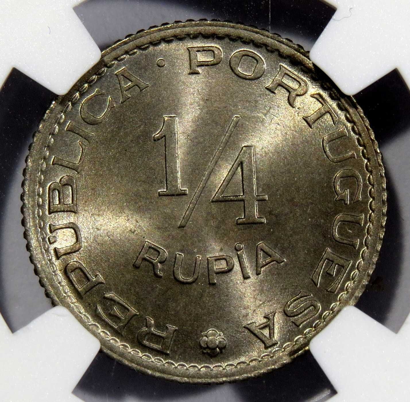 India Portuguesa 1/4 Rupia 1952 NGC MS66 FDC