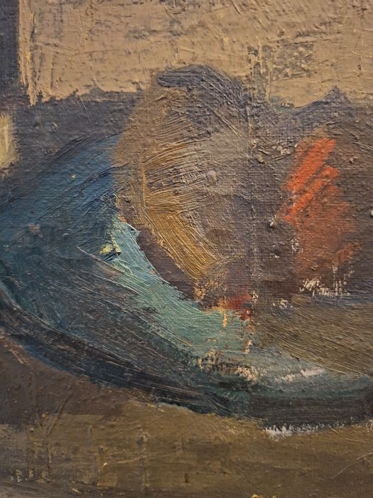 Stary obraz olejny w drewnianej ramie - Martwa natura