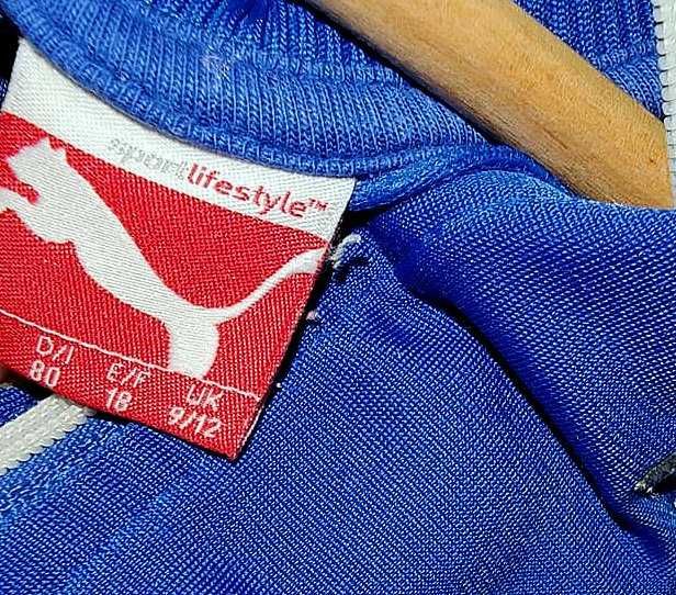 Bluza Puma dla chłopca Niebiesko biała logo,typu śliska Stan Bdb+ 80