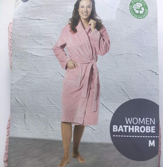 Жіночий халат теплий , оксамитовий пудра М