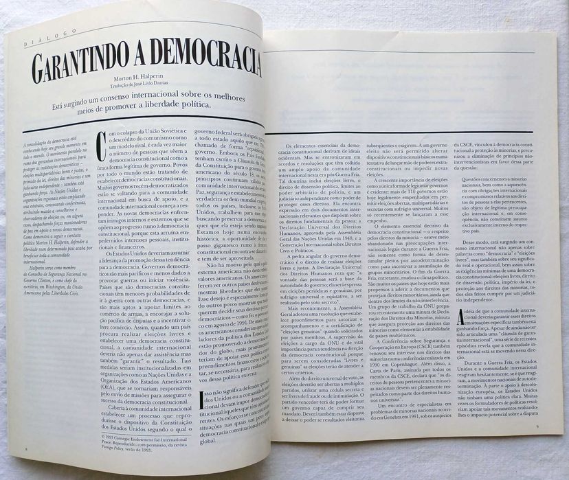 Último número da revista Diálogo da Embaixada dos EUA de 1994