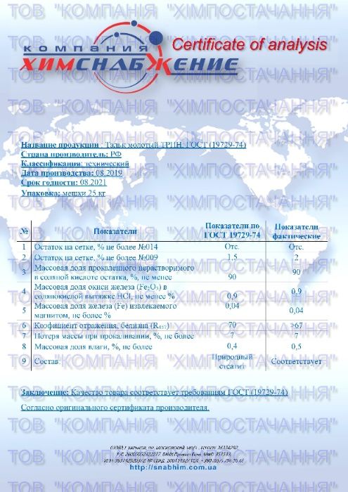 Тальк фарм мешок 25 кг