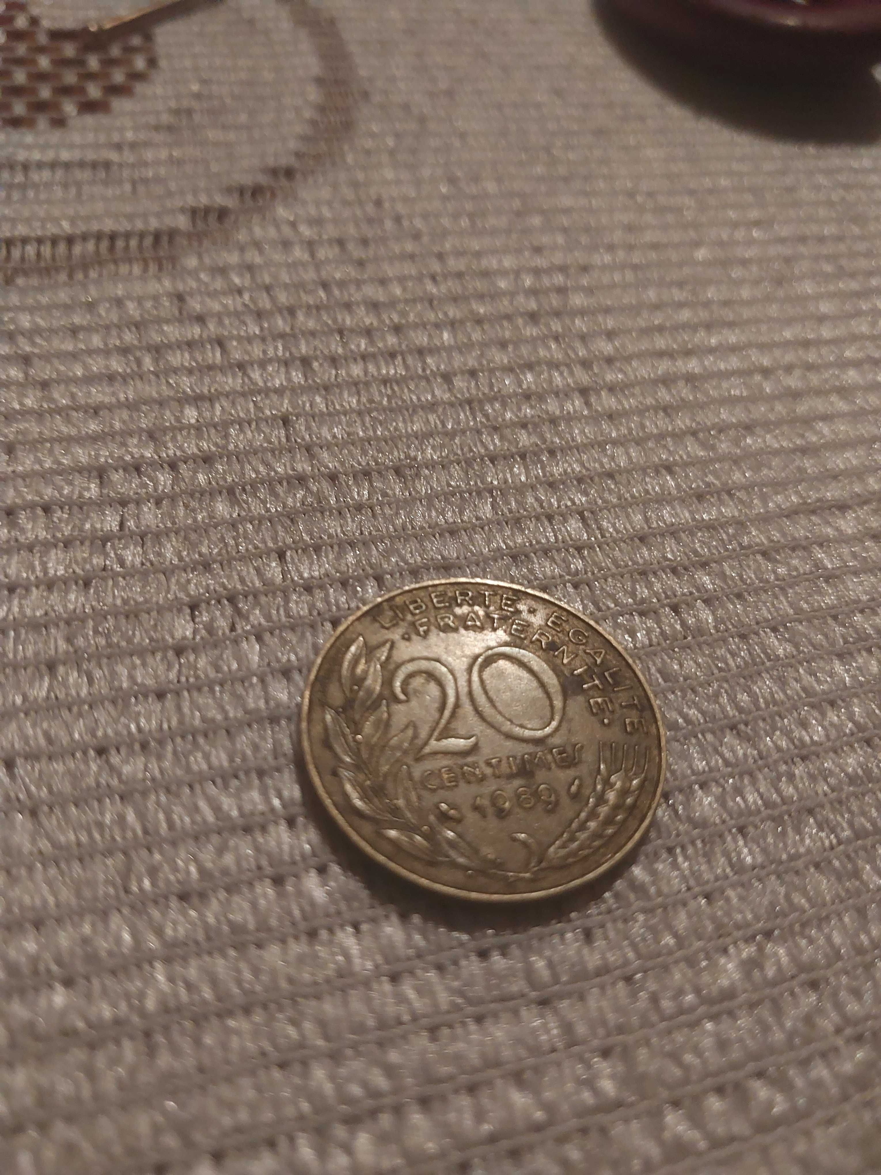 20 centimes liberty odwrocona 360 stopni francja 1989 rok