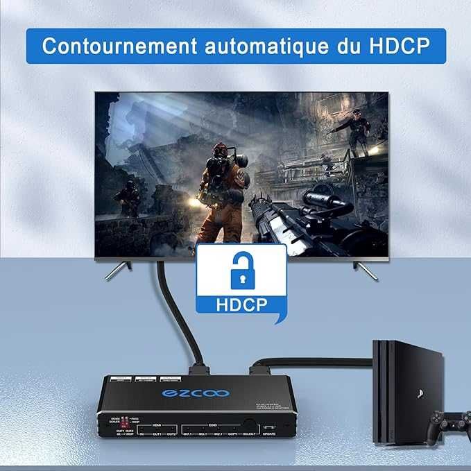 Rozdzielacz HDMI 4K 60Hz 1 wejście 2 wyjścia audio CEC UHD 698