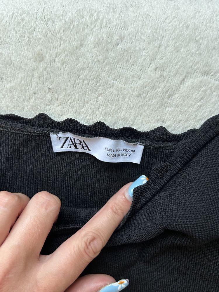 Bluzka Zara L 40 czarna crop top