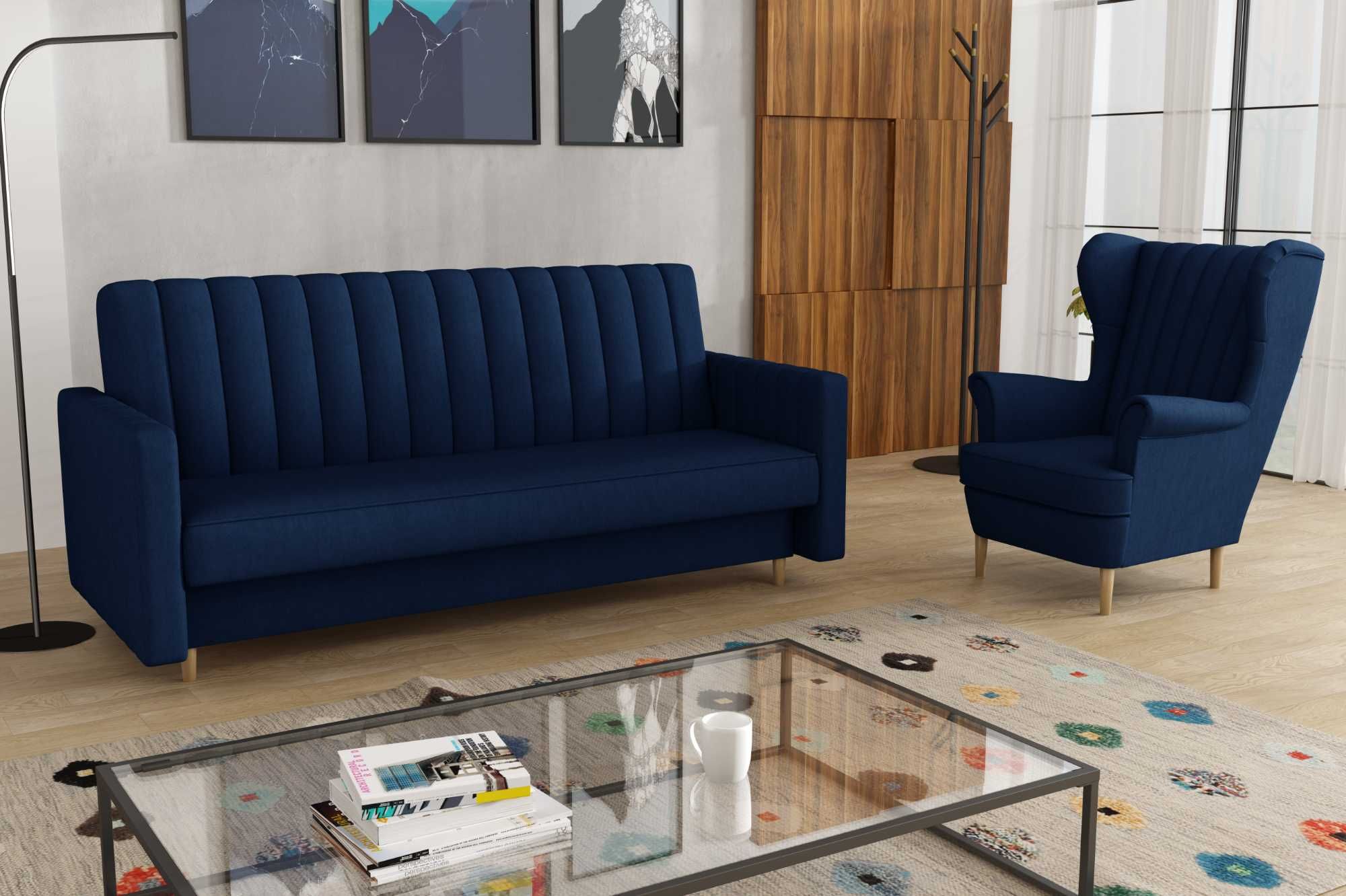 Zestaw komplet wypoczynkowy wersalka Gabi i fotel Uszak. Sofa, kanapa