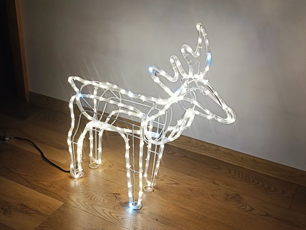 Renifer Led świąteczny świetlny biały ciepły + flash błysk dekoracja