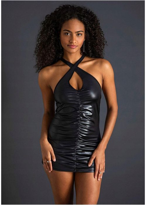 Venus koszulka nocna sexi czarna z marszczeniem 44/46.