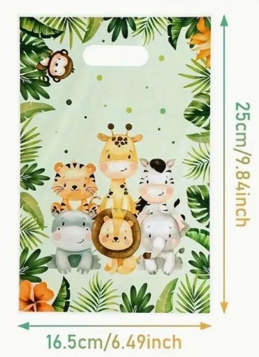 6x10 Sacos de brinde tema Animais da selva