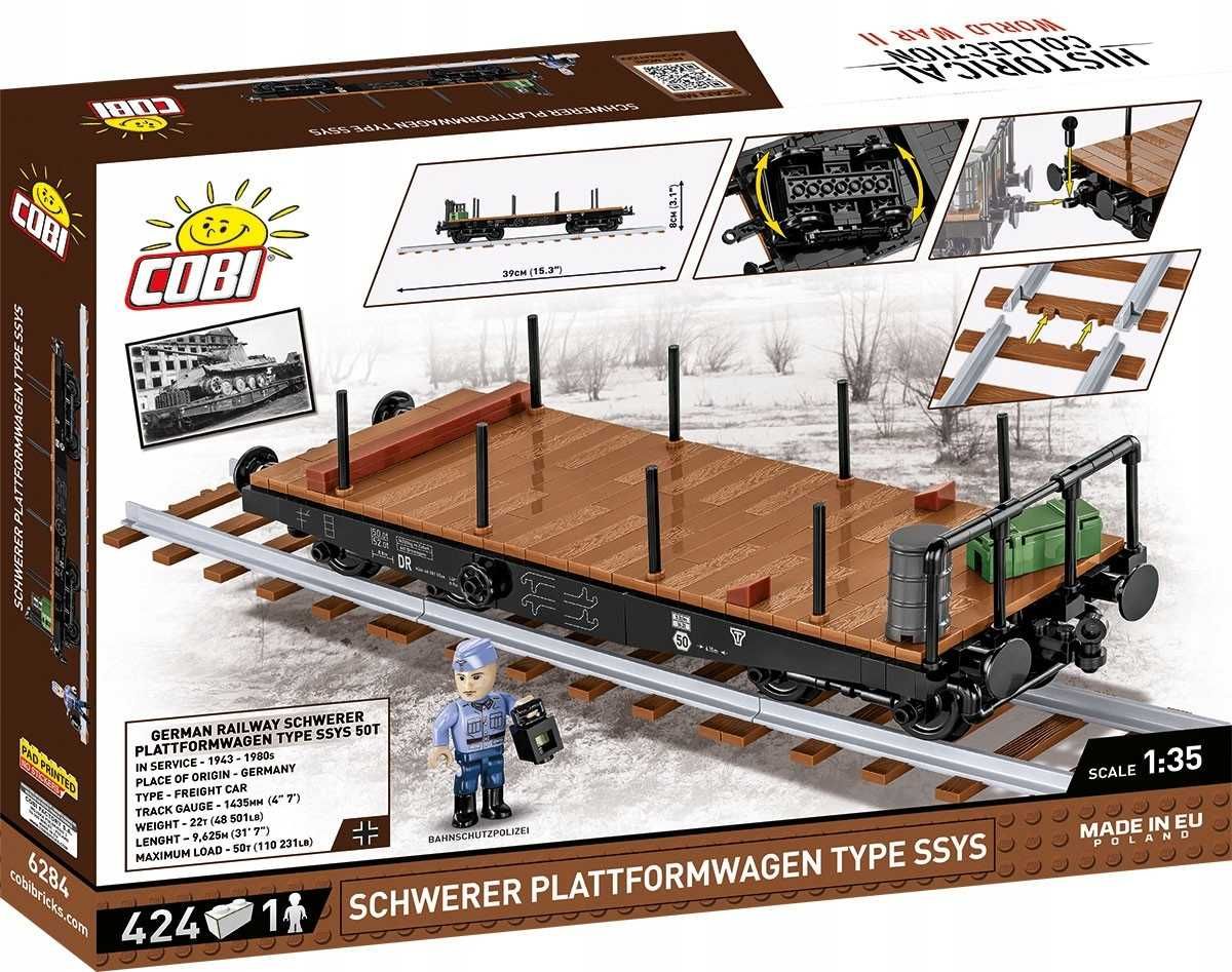 Конструктор COBI Вагон Schwerer Plattformwagen Type SSYS COBI-6284