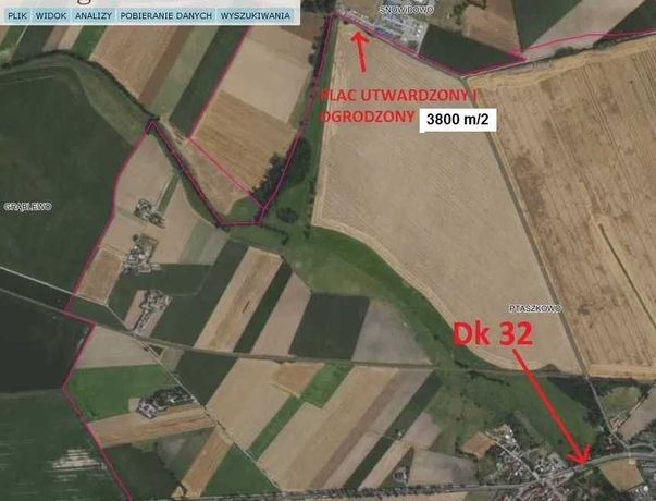 Snowidowo PARKING  Tir Ogrodzony Utwardzony 1 km od DROGA KRAJOWA DK32