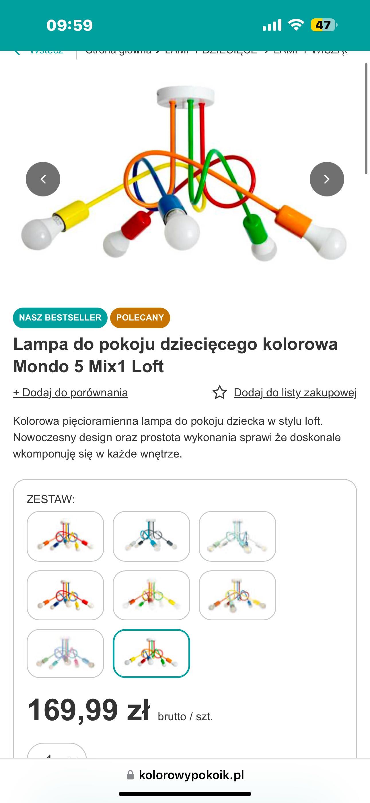 Lampa do pokoju dziecięcego Mondo 5 Mix1 Loft