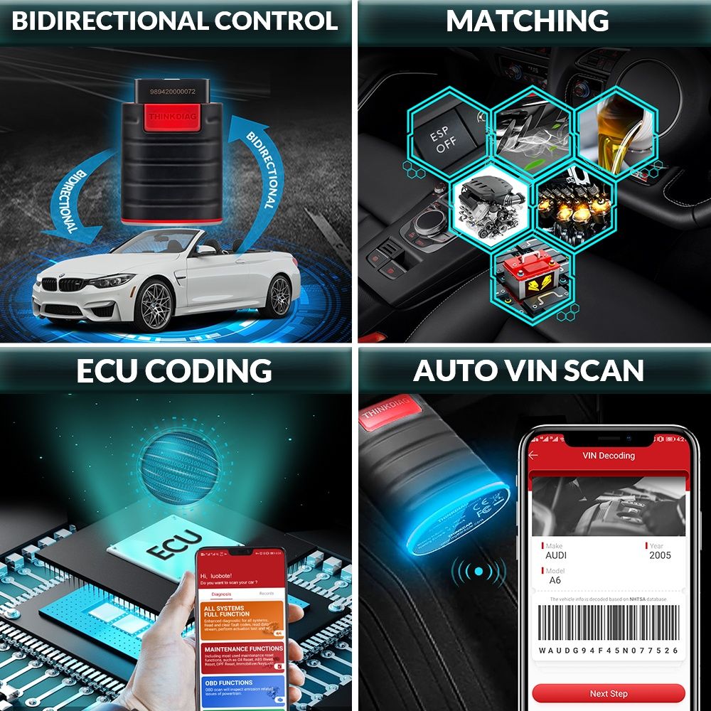 thinkcar ThinkDiag Bluetooth OBD2 Scanner Leitor Código Carro NOVO
