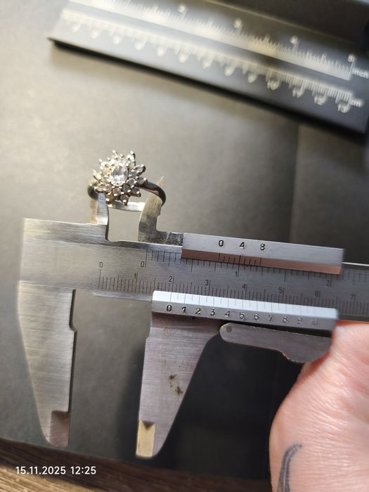 Pierścionek srebrny 925, średnica 19,8 m, duży rozm 22