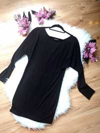 Terranova Sukienka mini czarna z brokatem sylwester święta długi rękaw