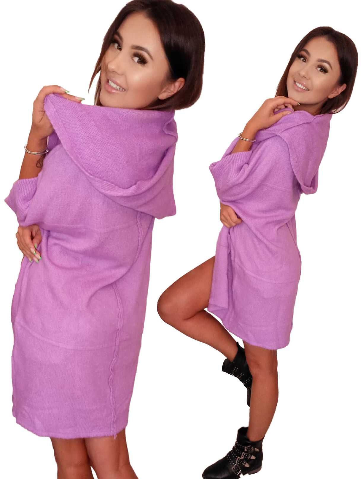 Duży fioletowy sweter oversize