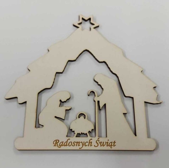 Bombka zawieszka szopka bożonarodzeniowa choinkę Biała święta 13x13,7