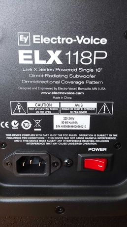 Electro Voice ELX 118 P  w idealnym stanie AKTYWNE dwa SUBWOOFERY