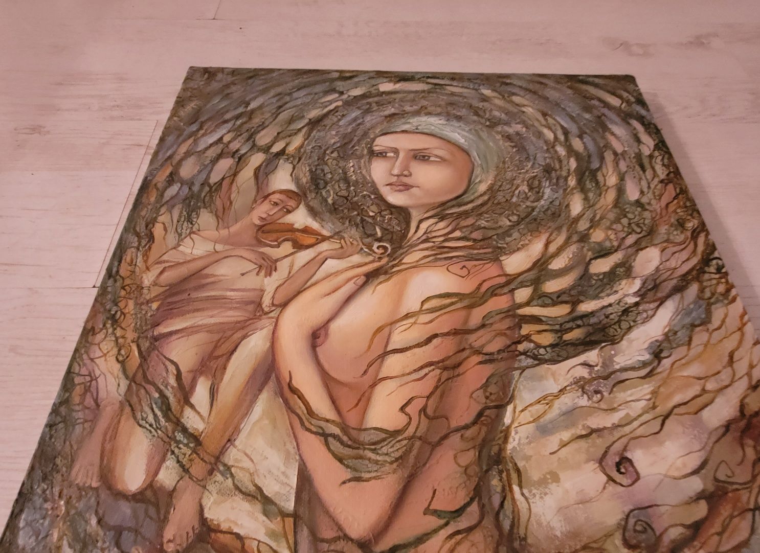 Obraz olejny Kobieta skrzypek płótno -fenomenalny efekt głębi 40x50 cm