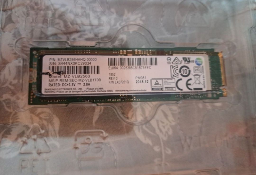 NVME M.2 Samsung 256GB PM981 Sprzedam.