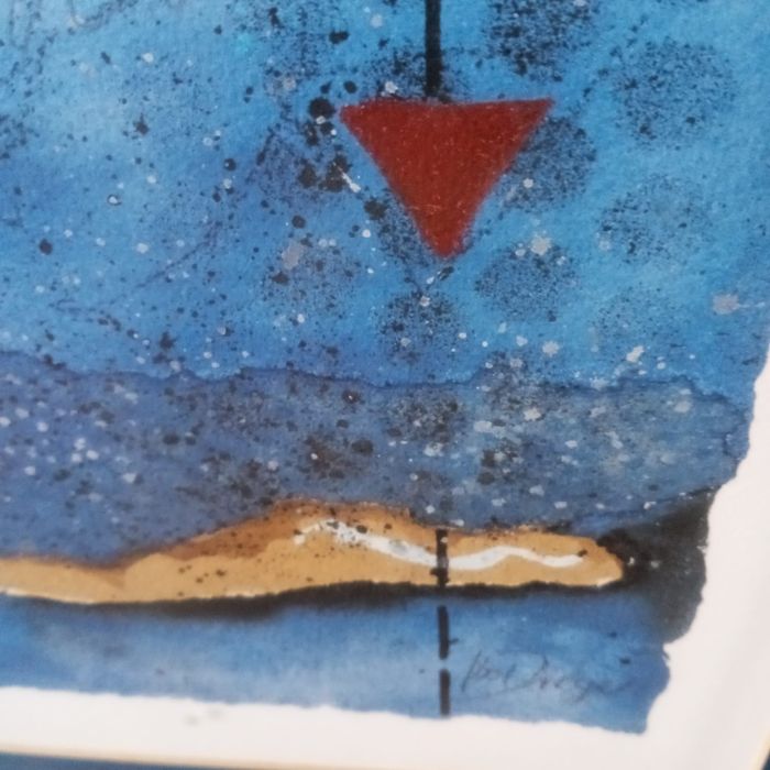 Quadro c moldura tons de azul