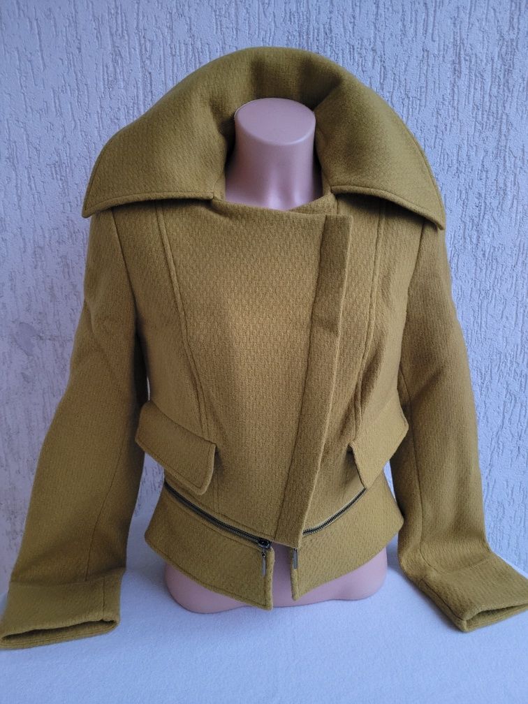 Nowa kurtka wełniana ramoneska oliwkowa vintage firmy Monnari roz 36