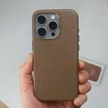 Чехол iPhone 15 Pro Leather Case Magsafe (Taupe)