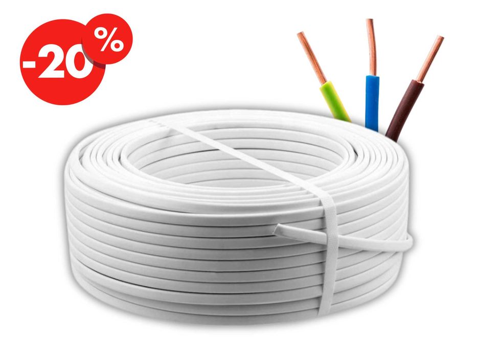 Przewód Płaski Elektryczny Instalacyjny YDYp NKT 3x2,5 50m - OKAZJA