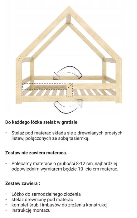 Łóżko domek + materac 160x80 BunnyBeds