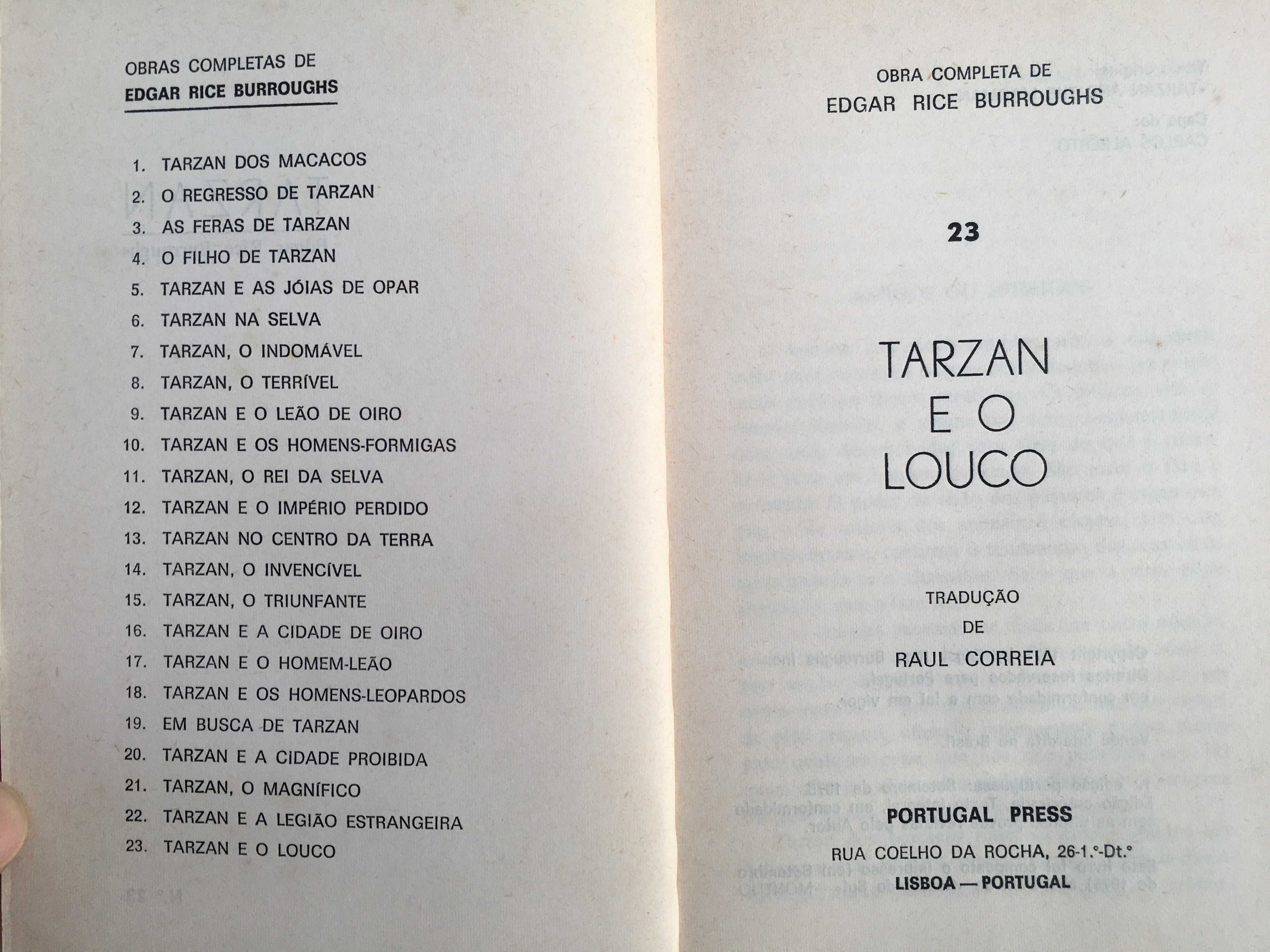 Livros TARZAN -Edgar Rice Burroughs