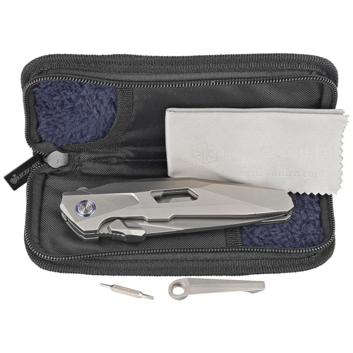 Nóż składany RikeKnife Shadow Clip Point Gray Titanium, Satin M390