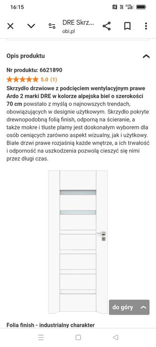 Drzwi łazienkowe białe lewe DRE