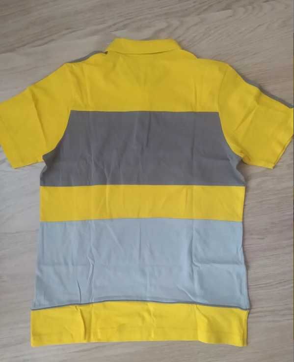 T-shirt polo w paski Adidas żółto szary rozmiar M