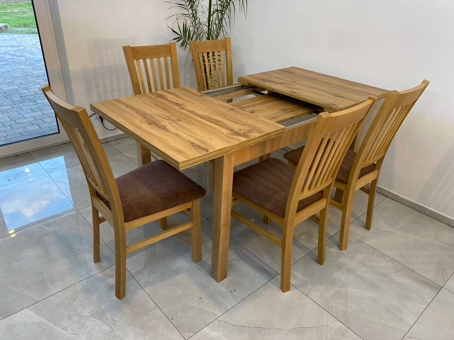 Stół Dębowy Okrągły Rozkładany !Dowolne Wymiary! Krzesło K-5 Drewniany