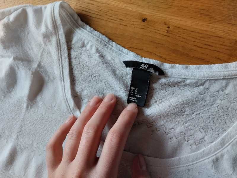 Bluzka oversize biała, lekko asymetryczna, H&M, M